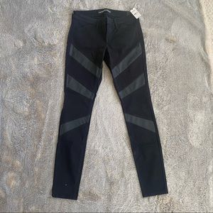 NWT Express Black Stella Legging Jeans with Faux Leather detailing size 4